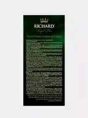 Чай зеленый Richard Royal Green Lemon and Ginger, c лимоном и имбирем, 25 пакетиков
