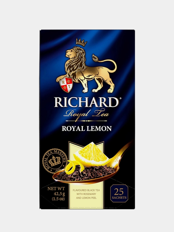 Чай черный Richard Royal Lemon, ароматизированный, 25 пакетиков по 1,5 г