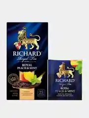 Чай черный Richard Royal Peach and Mint, ароматизированный, 25 пакетиков по 1,5г