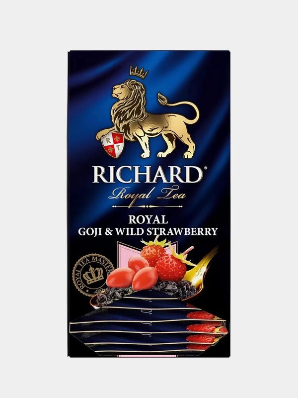 Чай черный Richard Royal Goji and Wild Strawberry, ароматизированный, 25 пакетиков по 1,5г