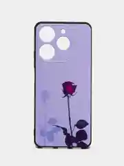 Серебряный силиконовый чехол для Tecno Spark 10 Pro (Техно Спарк 10 Про), с принтом, с рисунком