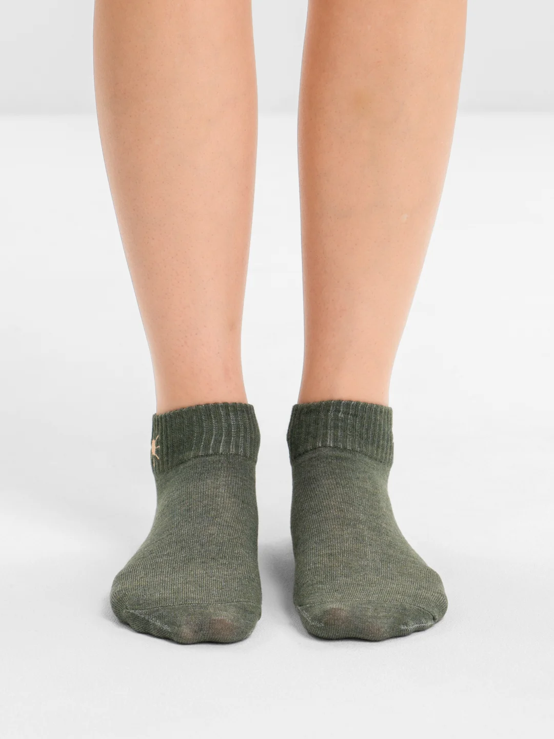 Лесной зеленый носки женские POOPSOCKS, средней длины, с вышивкой