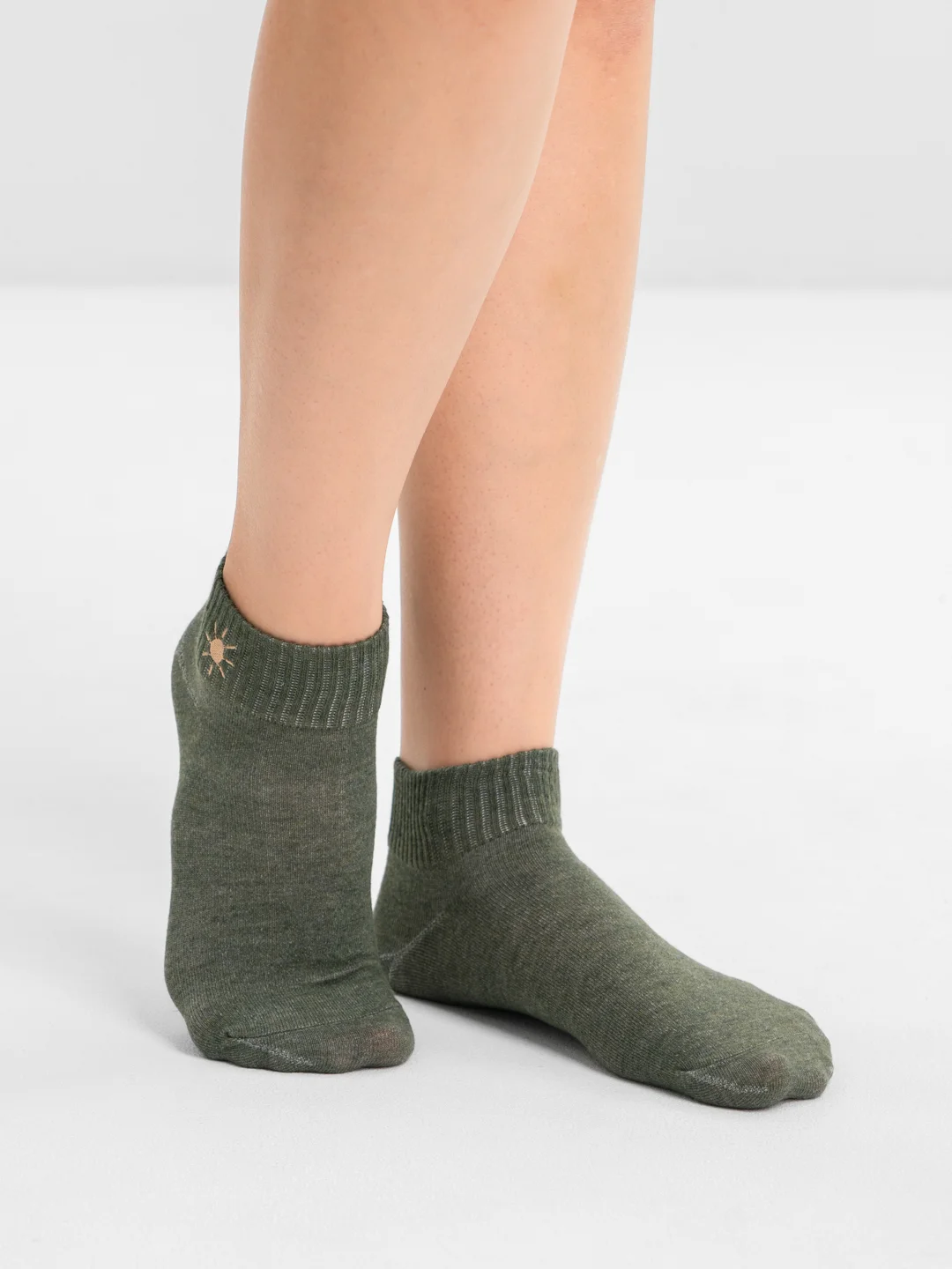Лесной зеленый носки женские POOPSOCKS, средней длины, с вышивкой