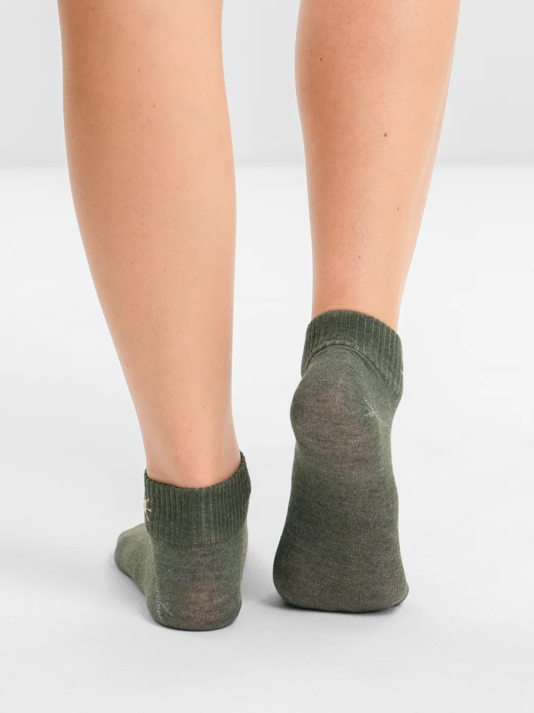 Лесной зеленый носки женские POOPSOCKS, средней длины, с вышивкой