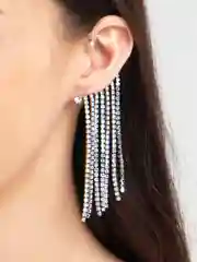 Серьги каффы со стразами, моносерьга, вечерние