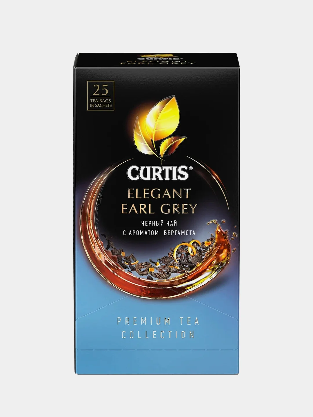 Чай черный Curtis Elegant Earl Grey, 25 пакетиков, с бергамотом, мелколистовой, 42,5 г
