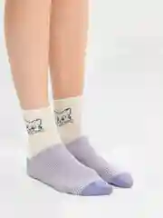 Сиреневый носки с рисунком "кошка"