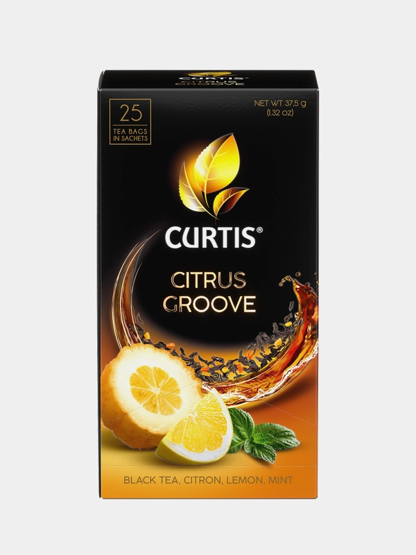 Чай черный Curtis Citrus Groove, 25 пакетиков, c лимоном, цитроном и мятой, 37,5 г