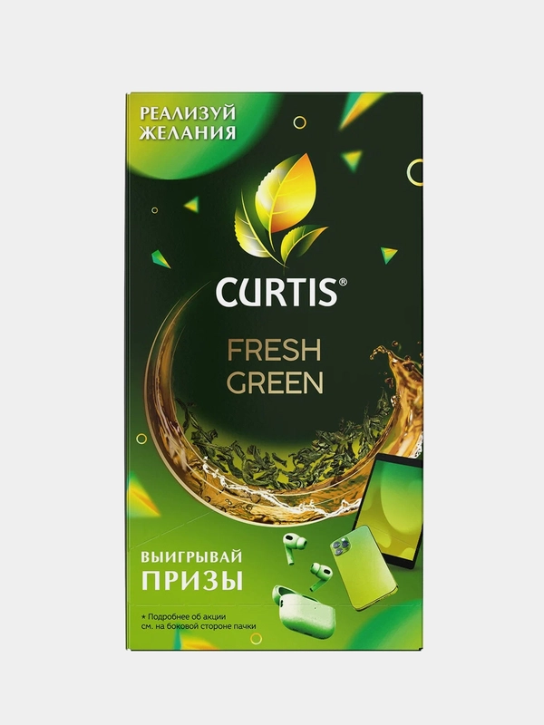 Чай зеленый Curtis Fresh Green, 25 пакетиков, мелколистовой, 37,5 г