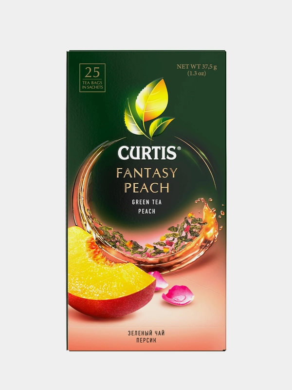 Чай зеленый Curtis Fantasy Peach, 25 пакетиков, c ароматом персика и лемонграсса, 37,5 г