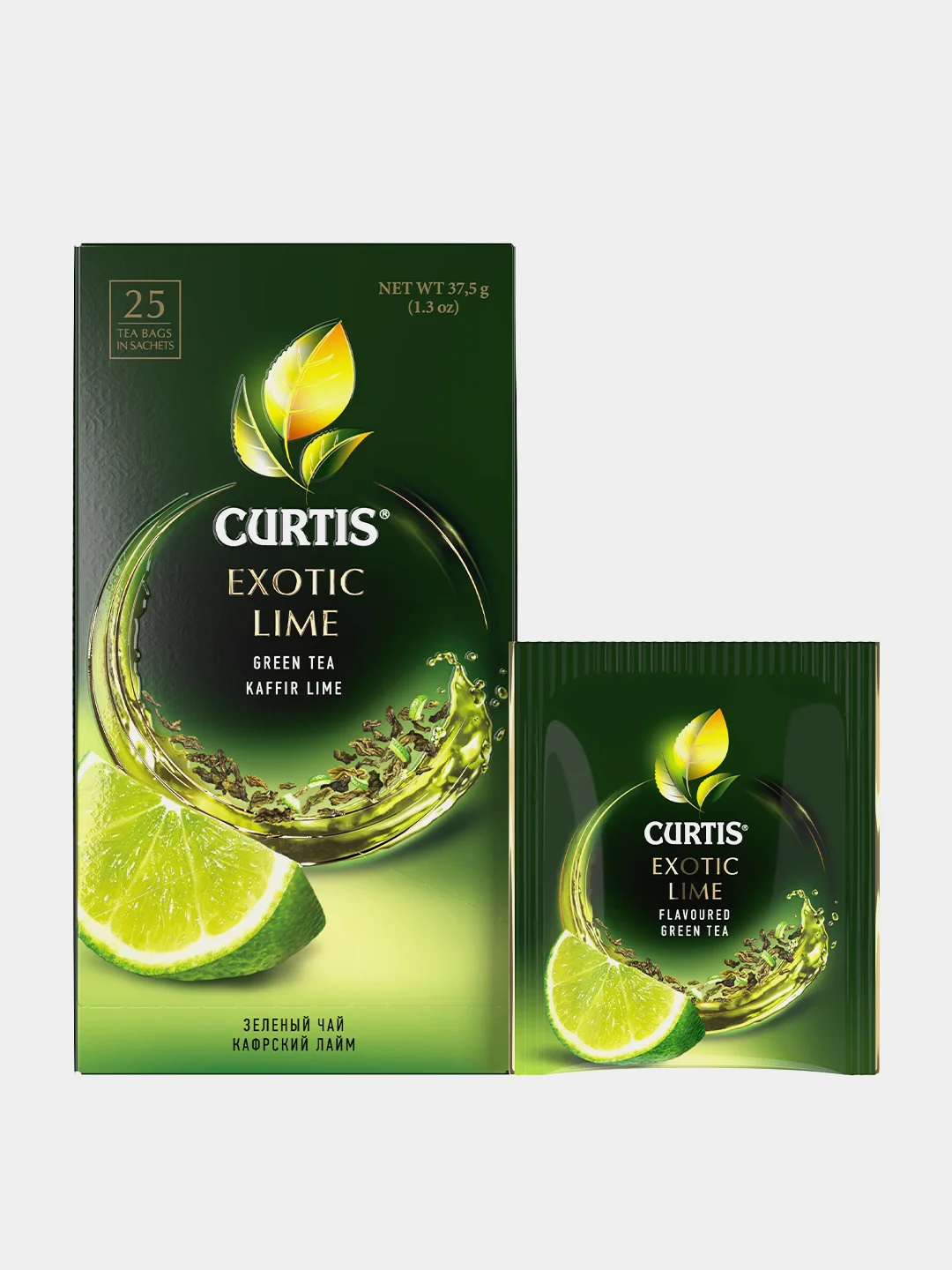 Чай зеленый Curtis Exotic Lime 25 пакетиков, c ароматом лайма и цедрой, 37,5 г