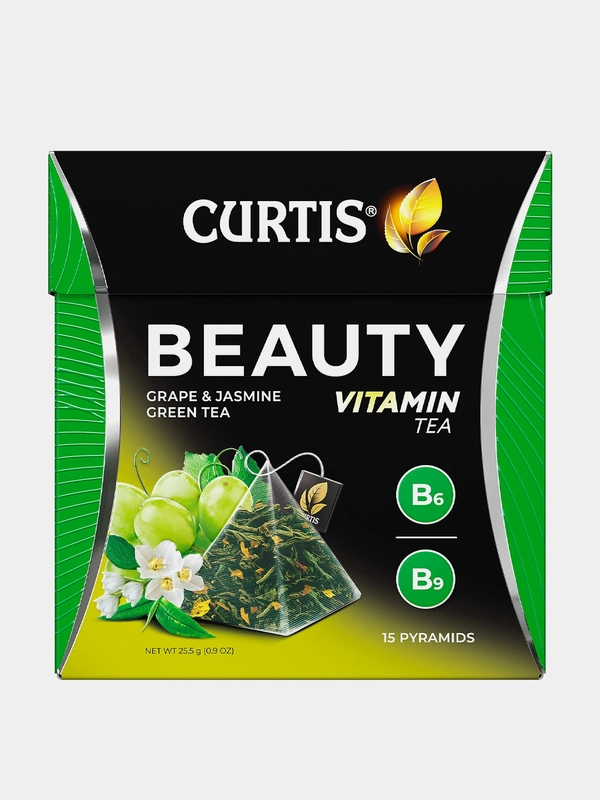 Чай зеленый Curtis Beauty, 15 пирамидок, с кусочками винограда, 25,5 г