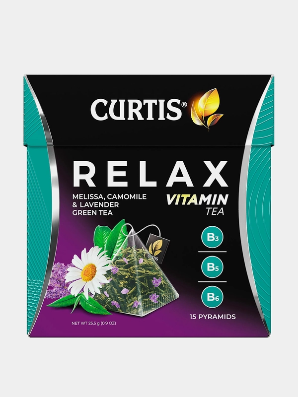 Чай зеленый Curtis Relax, с ромашкой, лавандой и мелиссой, 15 пирамидок, 25,5 г