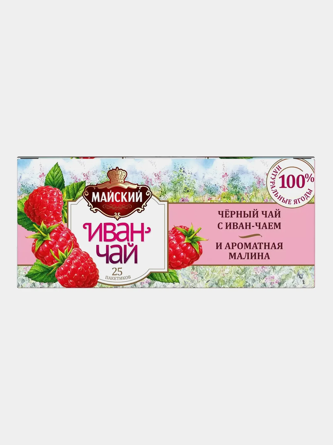 Чай чёрный Майский "Иван-чай" с малиной, 25 пакетиков по 1,5 г