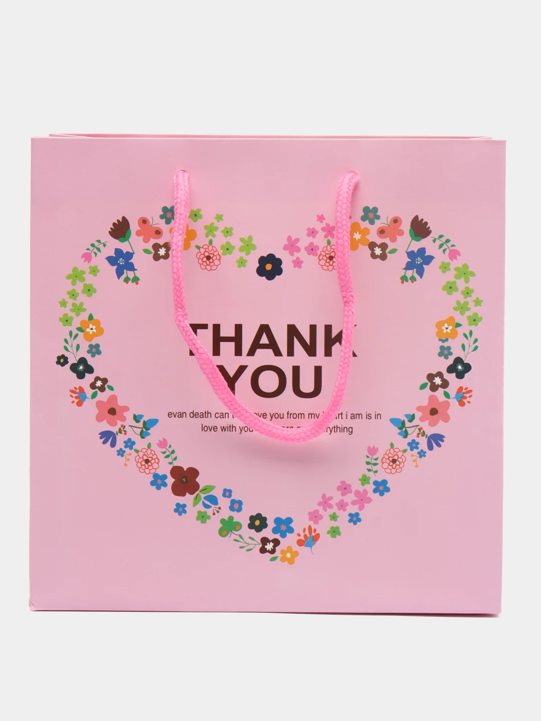 Розовый подарочный бумажный пакет "Thank You"