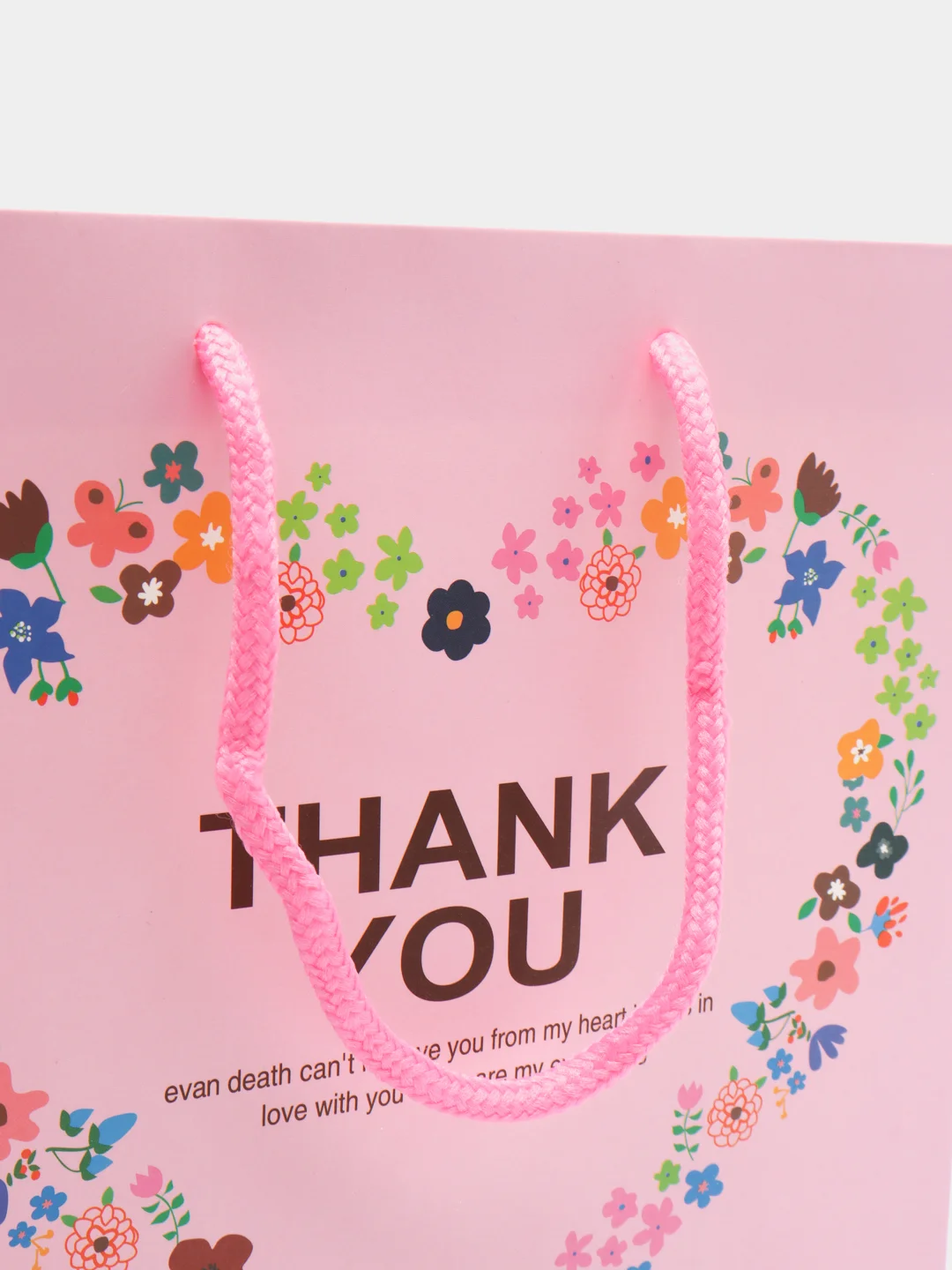 Розовый подарочный бумажный пакет "Thank You"