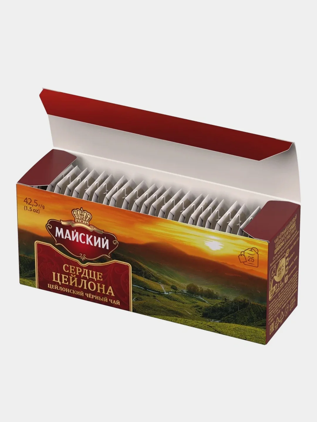 Чай чёрный Майский "Сердце Цейлона", 25 пакетиков по 1,7 г