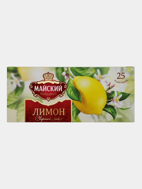 Чай чёрный Майский "Лимон", 25 пакетиков по 1,5 г