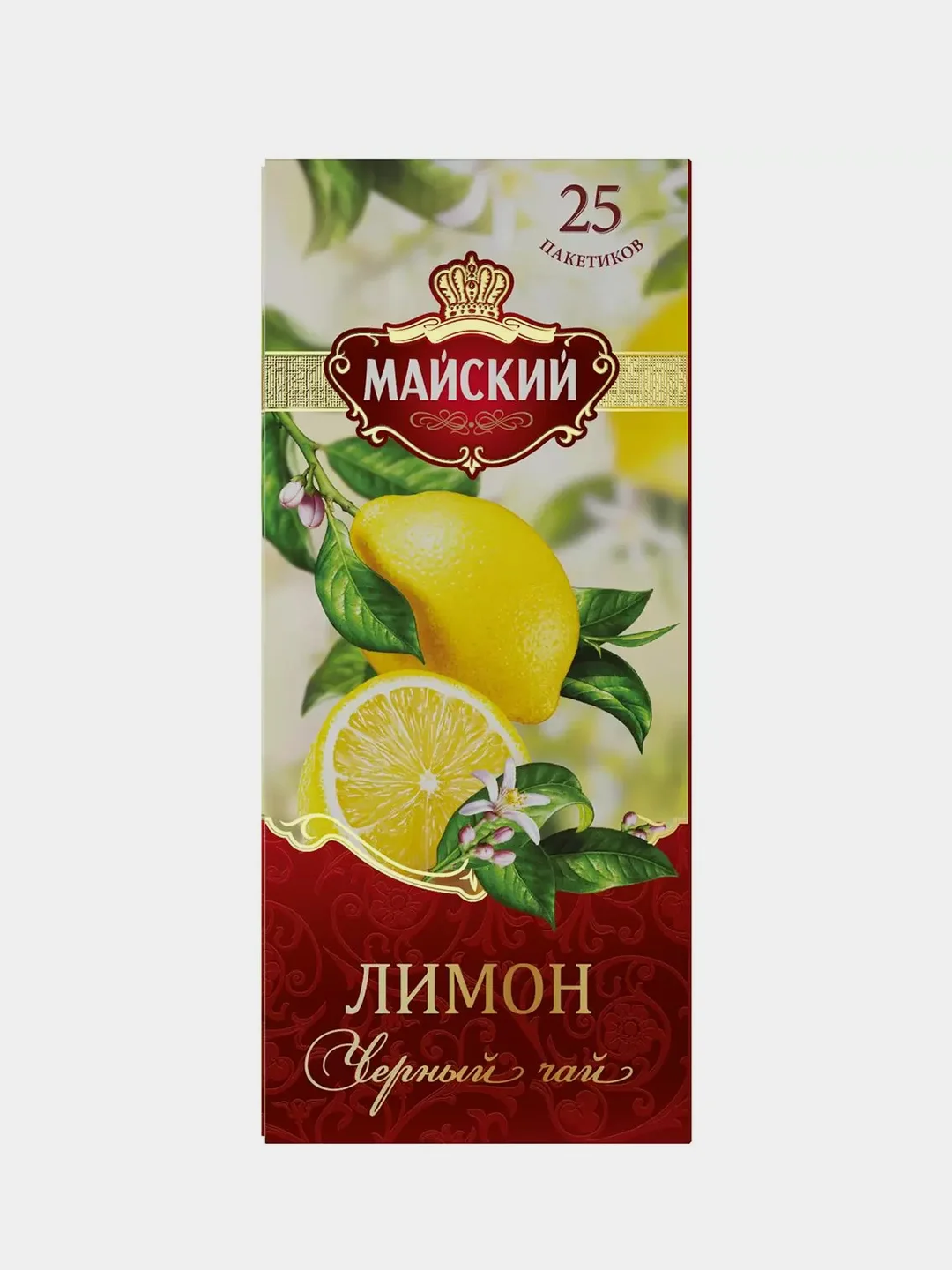 Чай чёрный Майский "Лимон", 25 пакетиков по 1,5 г