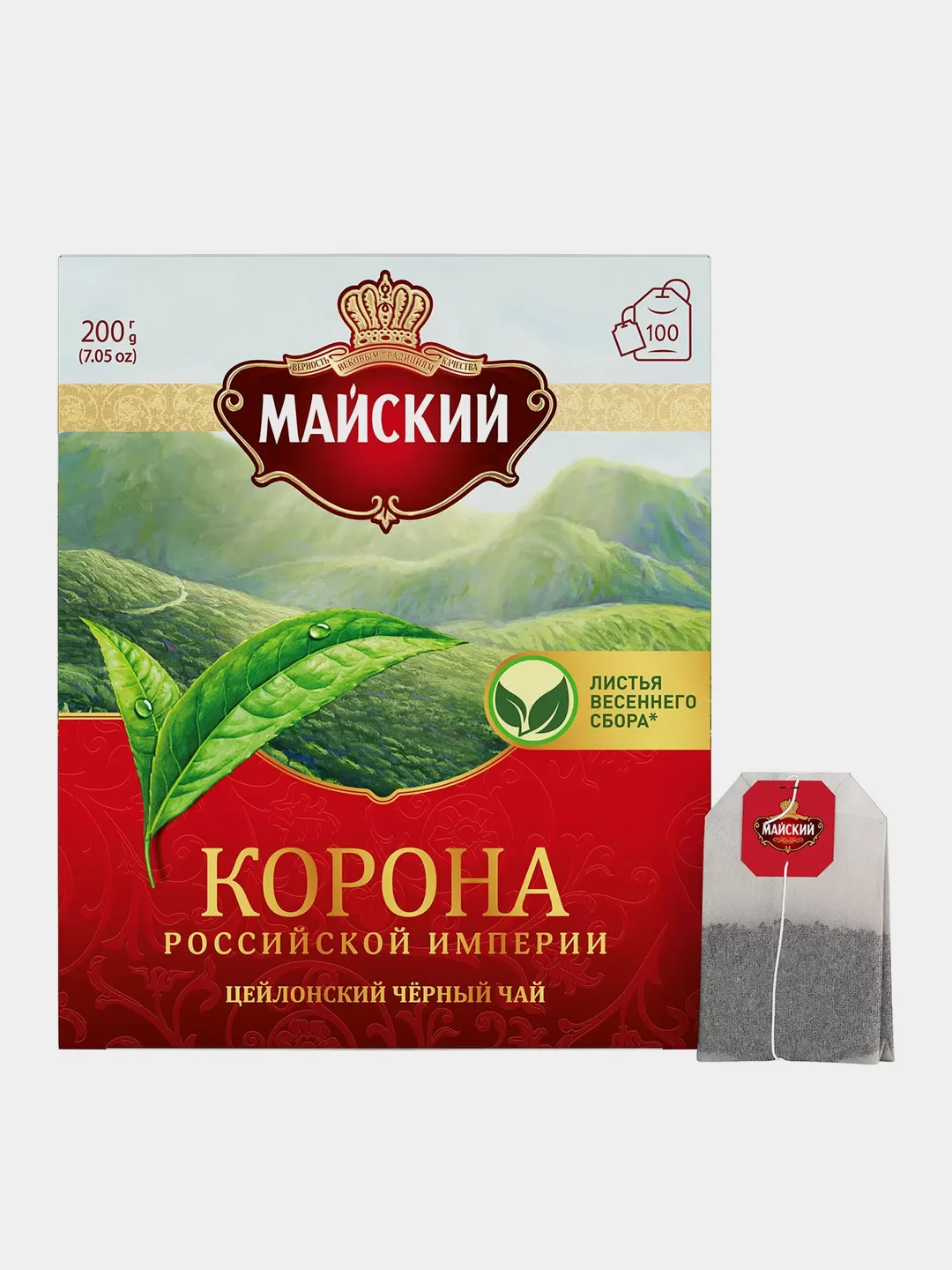 Чай чёрный Майский "Корона Российской Империи", 100 пакетиков по 2 г