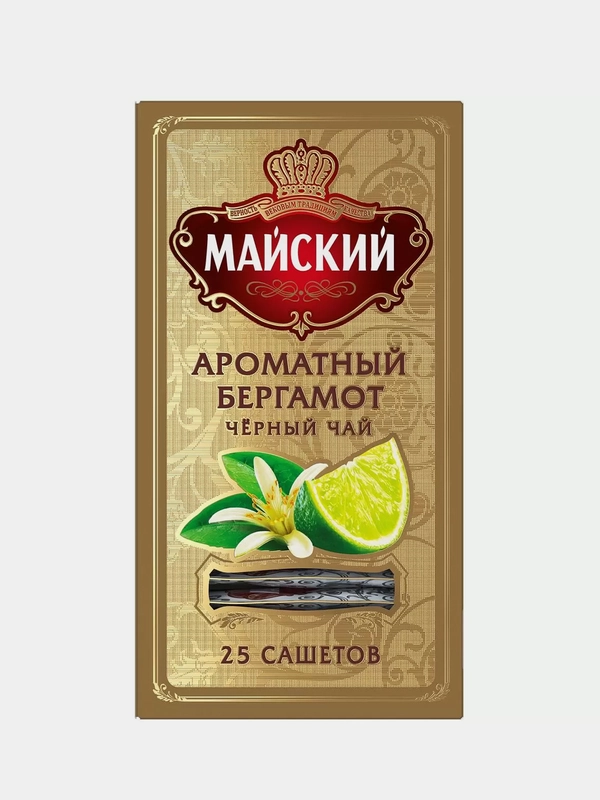 Чай чёрный Майский "Ароматный Бергамот", 25 пакетиков по 2 г