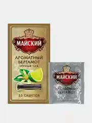 Чай чёрный Майский "Ароматный Бергамот", 25 пакетиков по 2 г