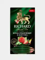 Чай зеленый Richard Royal Strawberry and Aloe Vera, со вкусом клубники и алоэ, 25 сашет