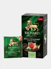 Чай зеленый Richard Royal Strawberry and Aloe Vera, со вкусом клубники и алоэ, 25 сашет