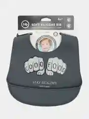 Серый нагрудник силиконовый "BIB POCKET" 16006 Happy Baby
