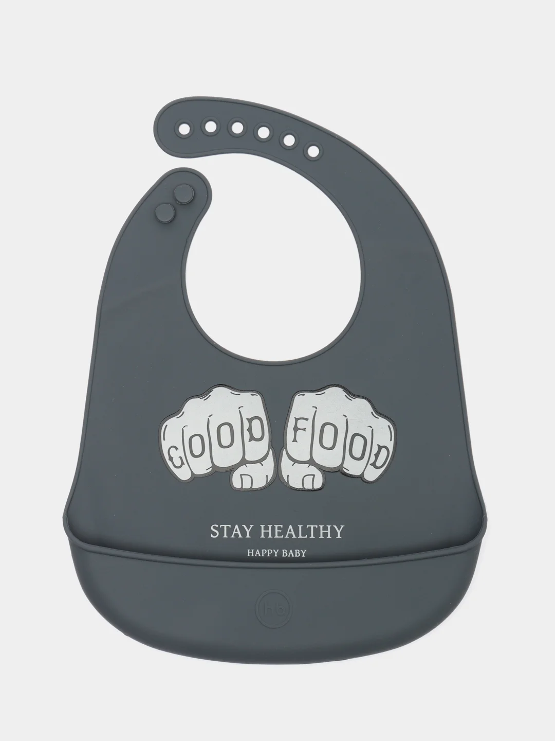 Серый нагрудник силиконовый "BIB POCKET" 16006 Happy Baby