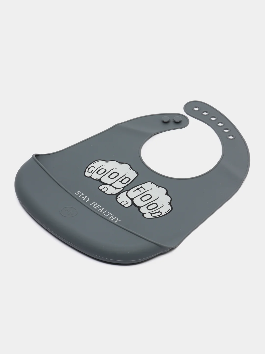 Серый нагрудник силиконовый "BIB POCKET" 16006 Happy Baby