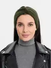 Лесной зеленый перекрёстная вязаная повязка на голову LaFemme