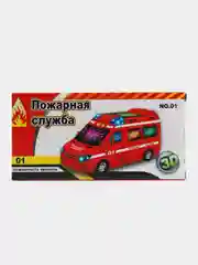 Машина пожарная, световые и звуковые эффекты, езда, развороты, 20 см
