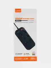Черный сетевой фильтр Ldnio SE6403, 6 розеток, 4 USB, удлинитель