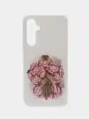 Белый чехол для Samsung Galaxy A54 / Самсунг Галакси А54, силиконовый, с рисунком