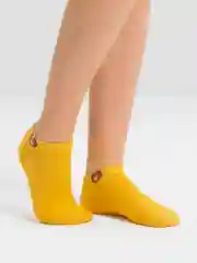 Желтый носки женские короткие с рисунком "Мишки", из хлопка