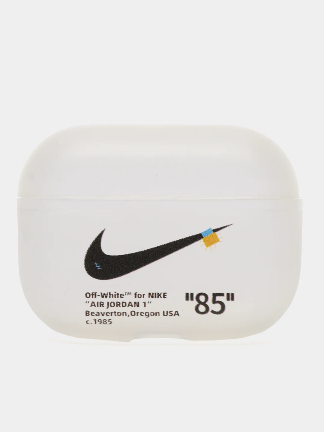 Молочный силиконовый чехол для наушников Airpods Pro с принтом Nike, Nasa (Найк, Наса))
