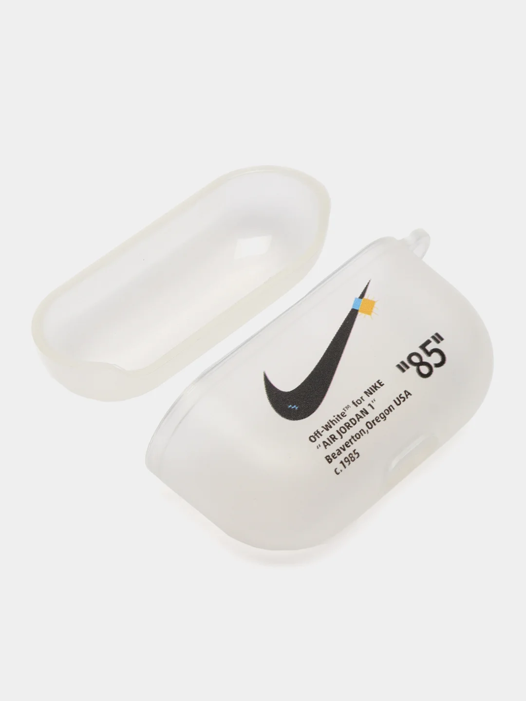 Молочный силиконовый чехол для наушников Airpods Pro с принтом Nike, Nasa (Найк, Наса))