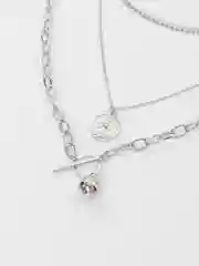 Серебряный цепочка многослойная, ярусная, цепочка шею женская, цепочка подвеской