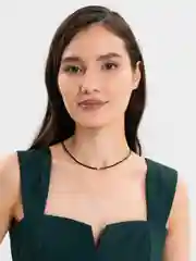 Черный чокер черный на шею, цепочка с бусиной