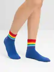 Синий носки цветные, радуга