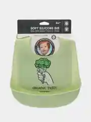 Оливковый нагрудник силиконовый "BIB POCKET" 16006 Happy Baby
