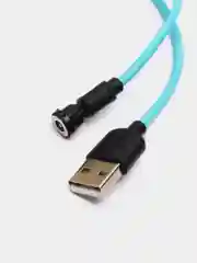 Голубой кабель магнитный для зарядки телефона с вращением Lightning / micro-USB / Type-C