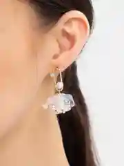 Серьги модные, Невеста, асимметричные, парящие лепестки, 925
