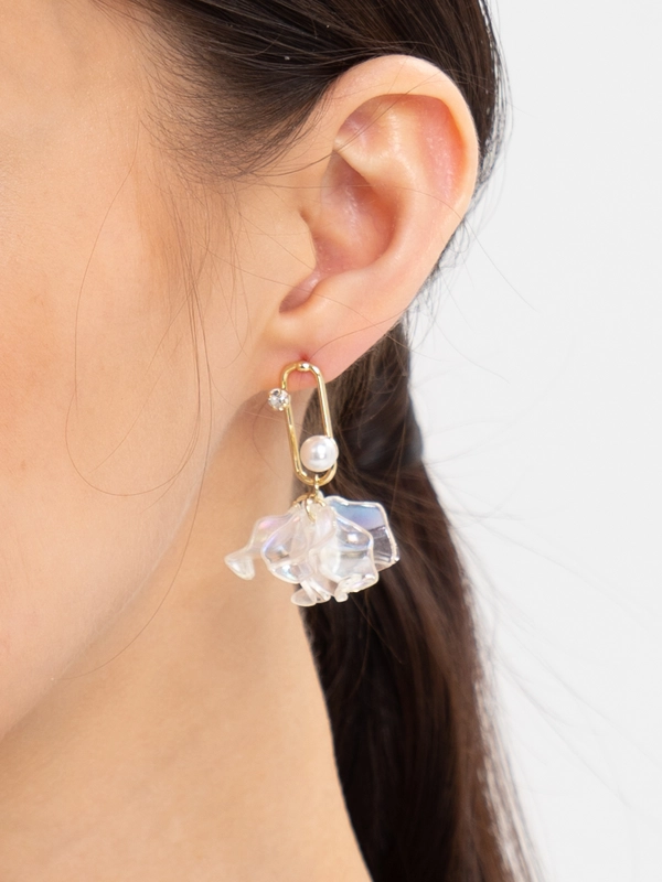 Серьги модные, Невеста, асимметричные, парящие лепестки, 925