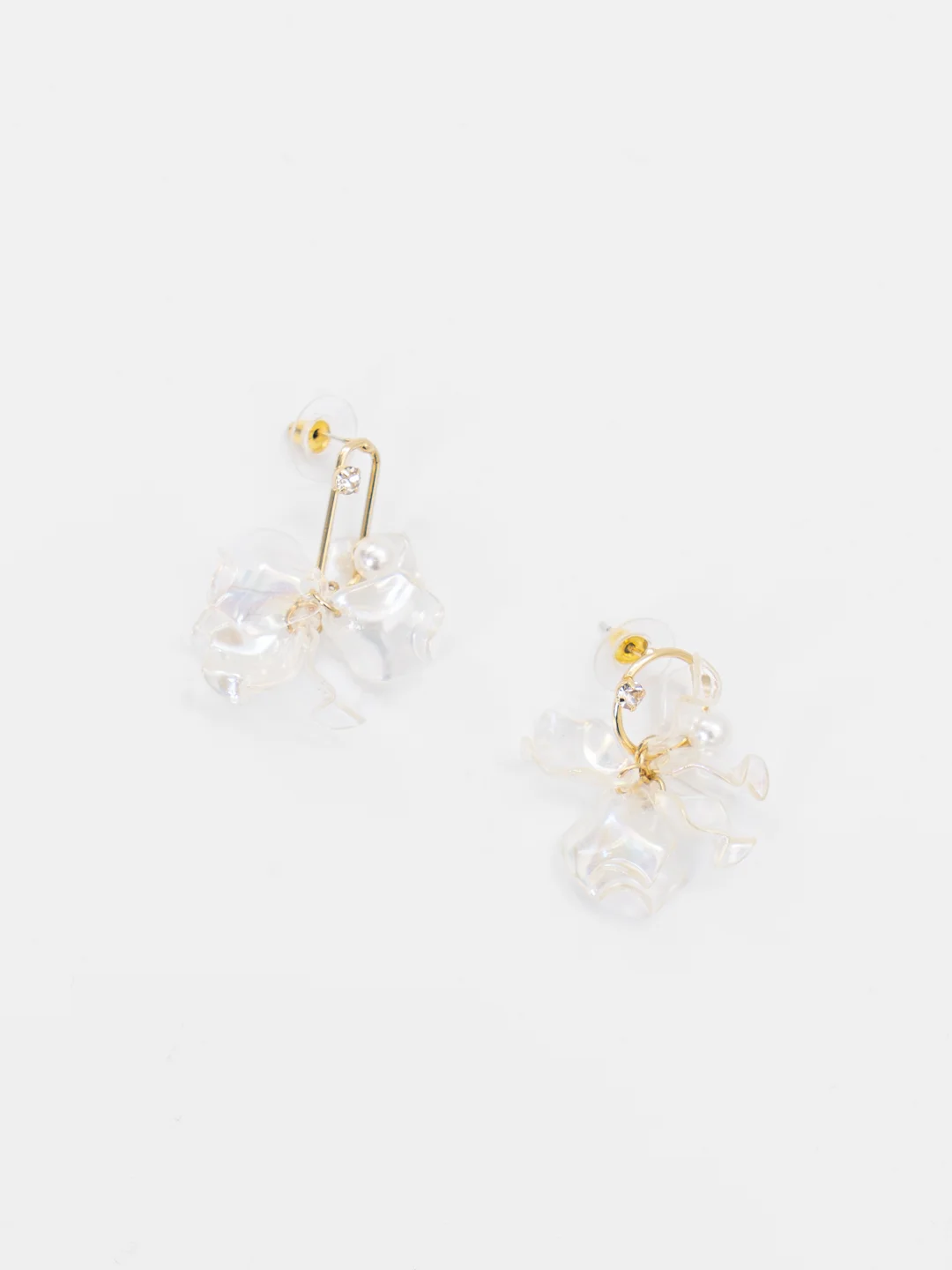 Серьги модные, Невеста, асимметричные, парящие лепестки, 925