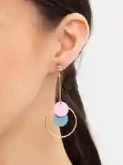 Серьги висячие модные, круглые, розовые, в стиле барби