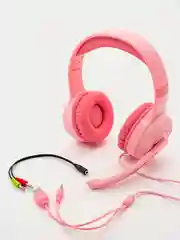 Розовый наушники детские игровые, проводные, с микрофоном, полноразмерные