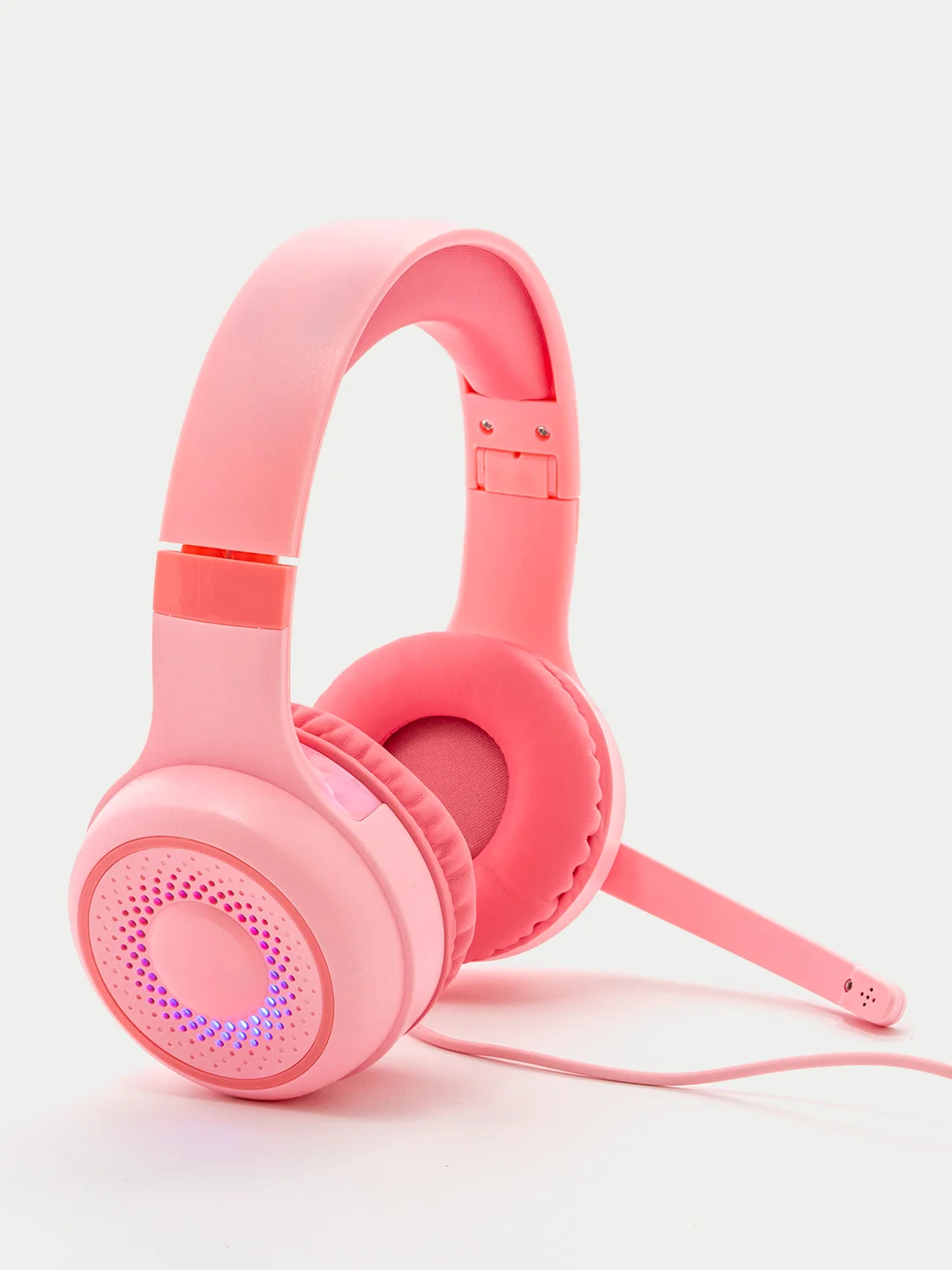 Розовый наушники детские игровые, проводные, с микрофоном, полноразмерные