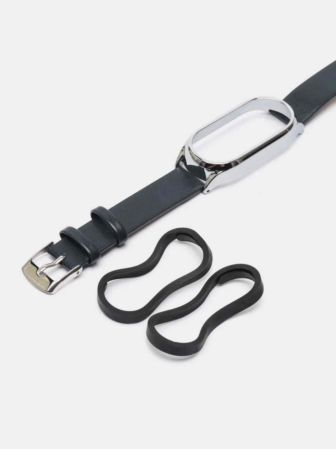 Синий ремешок для Xiaomi Mi Band 8 кожаный фитнес браслет ксяоми ми банд